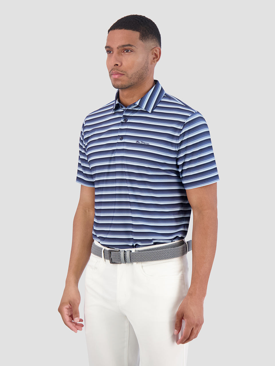 Polos Ben Sherman Multi Stripe Tech Jersey Sports Fit Bleu Marine | KMK-43684425